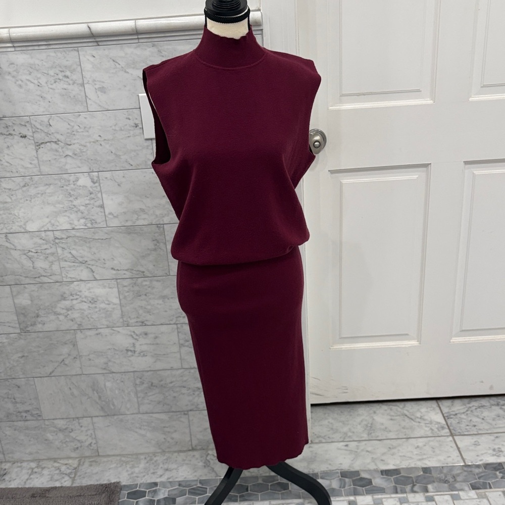 Banana Republic Sleeveless Burgundy Sweater Dress